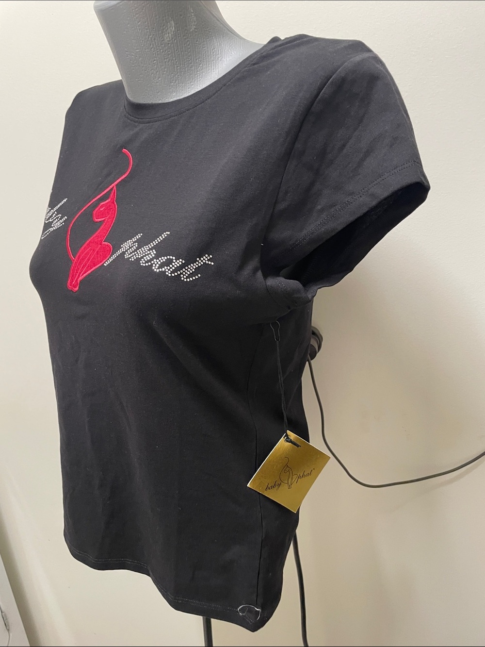 Baby Phat Black Tee with Hot Pink Cat Motif - Picture 3 of 5